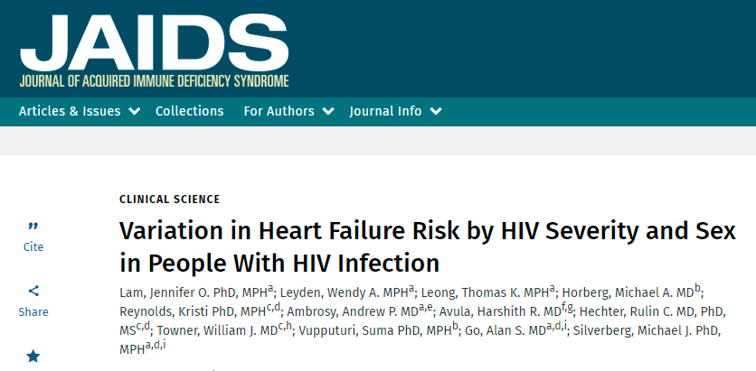 《艾滋病》：两项指标变化表明心衰风险增加！
